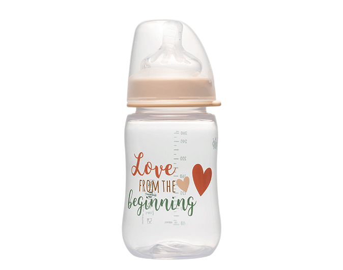 Silikon NIP Weithalsglasflasche Glas Flasche Lela Mint // 2er Set // Glas-Babyflasche // 240 ml // mit Weithalstrinksauger anatomisch Milch 0+ Gr 